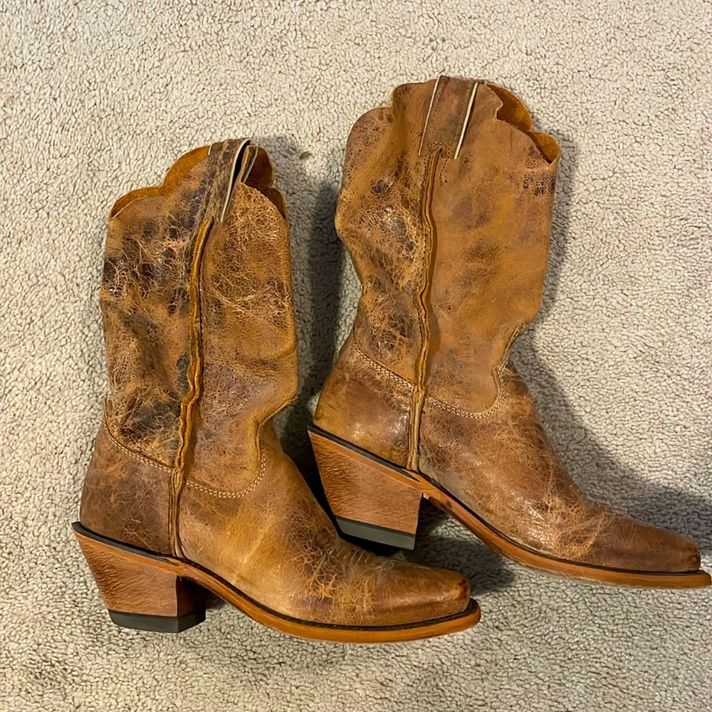 Tan/light brown leather cowboy boots